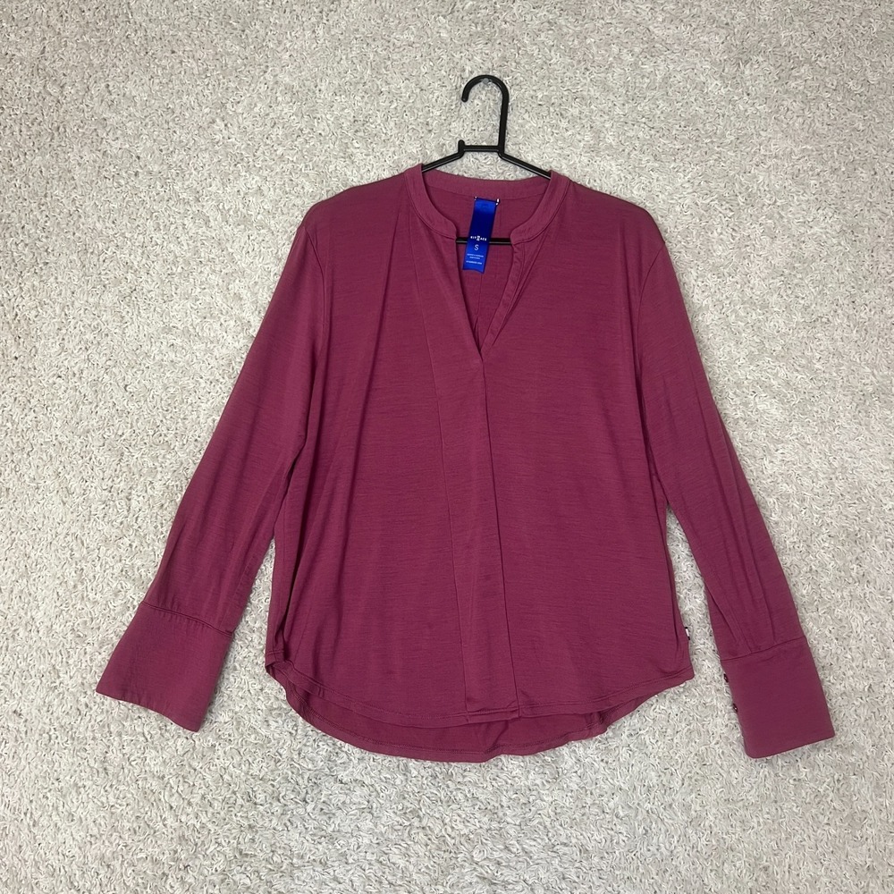 Kit Ace Top Shirt Womens Small Long Sleeve Wool Blend V Neck